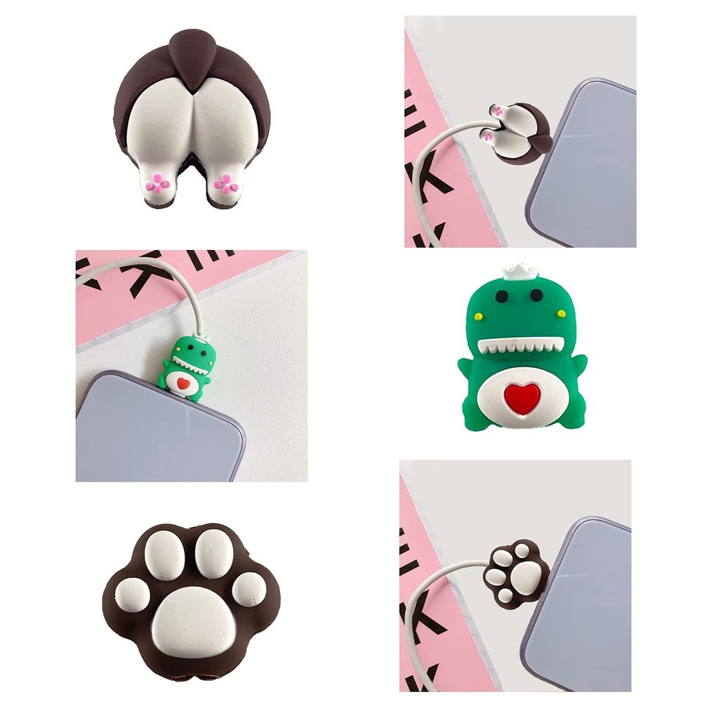 15 Pack USB Charger Protector, Cute Animal & Fruit Design, Protects & Decorat...