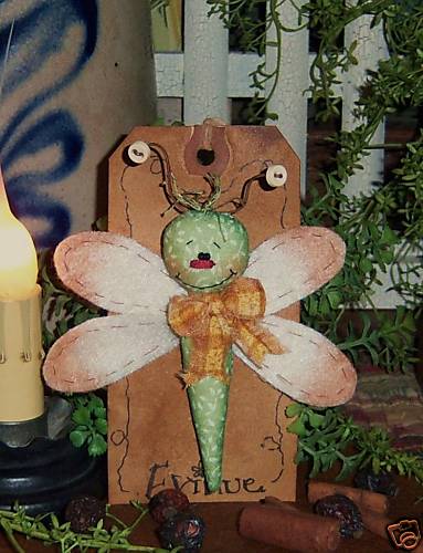 Primitive Raggedy Garden Dragonfly Bug Doll Paper Pattern 463