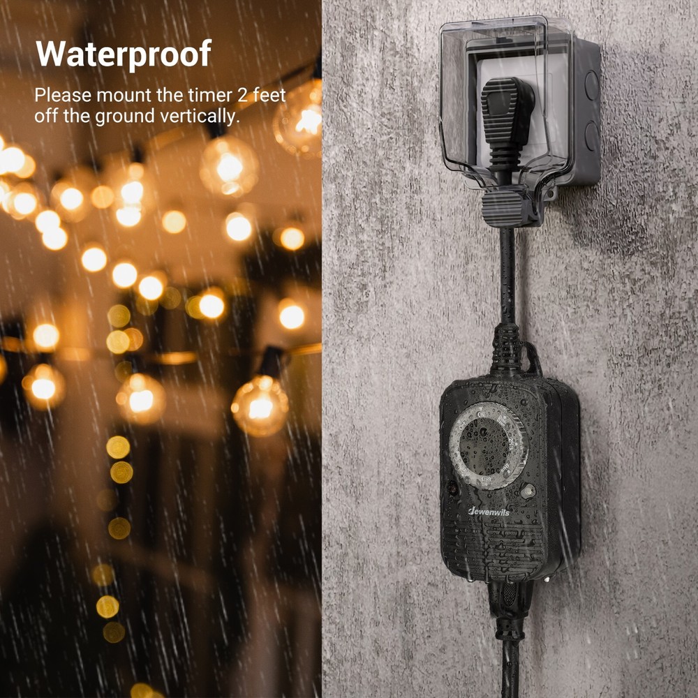 DEWENWILS 2 Pack Light Sensor Countdown Timer Outlets Plug in Outdoor Timer