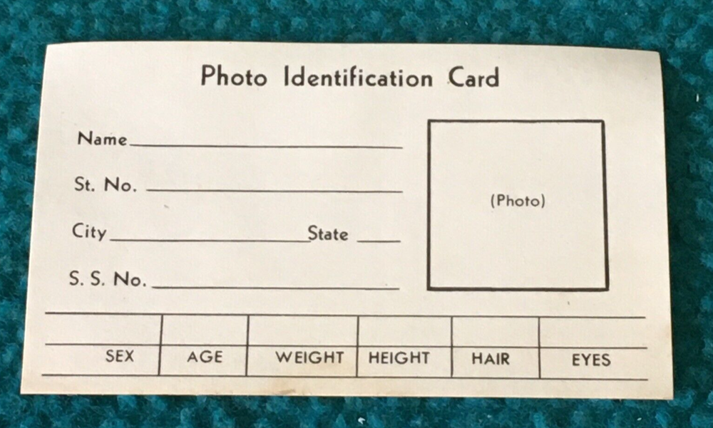 Vintage : BLANK METAL "Identification" ID CARD : ENGRAVABLE with FLEUR-DE-LIS