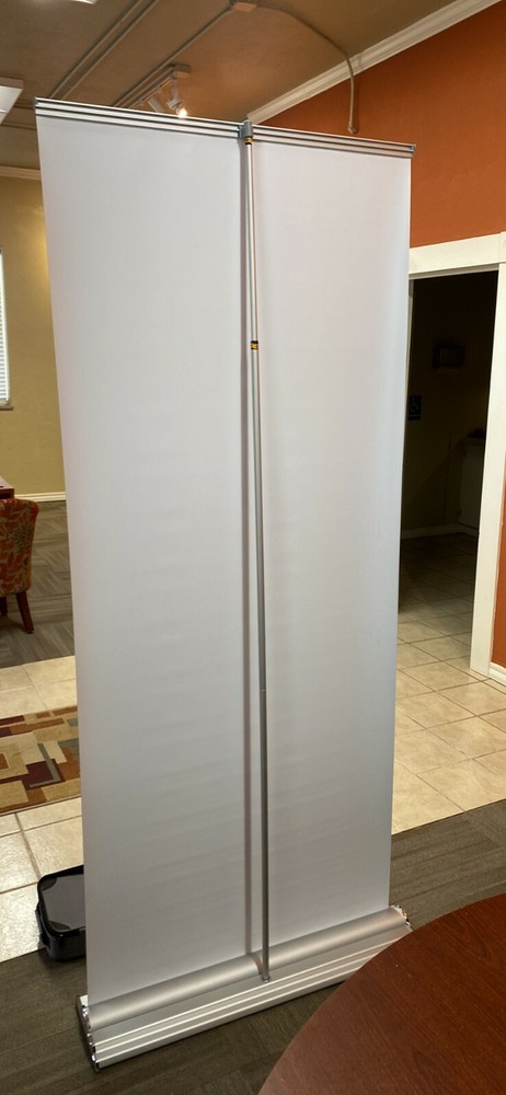 Silver Step 36" Retractable Banner rollup 36" wide With Case Silver Pull Up