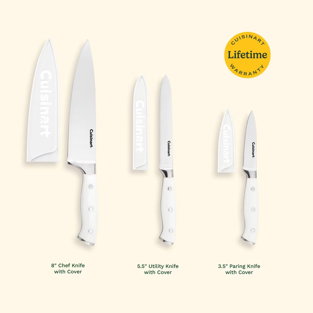 Cuisinart Classic White Triple Rivet 6pc Chef Set with Blade Guards