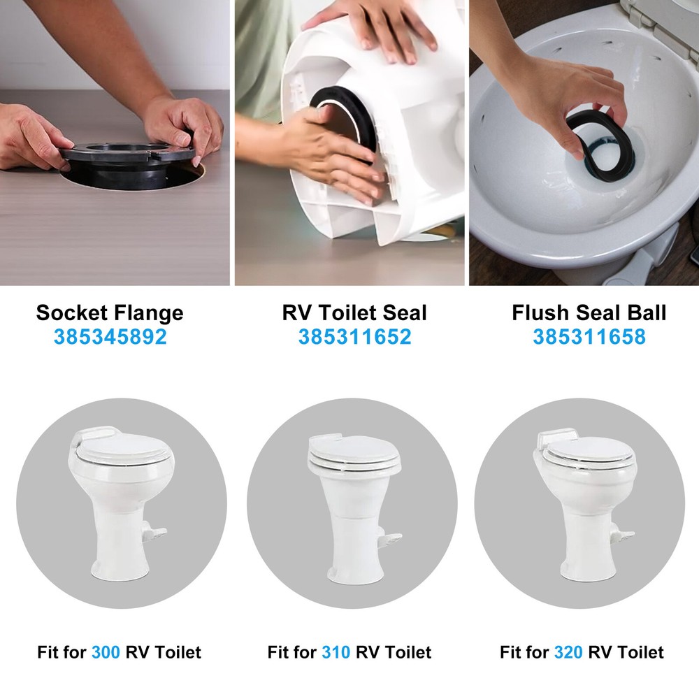 RV Toilet Seal for Dometic 300 310 320 Series, Flange, Flush Ball & Base Gasket