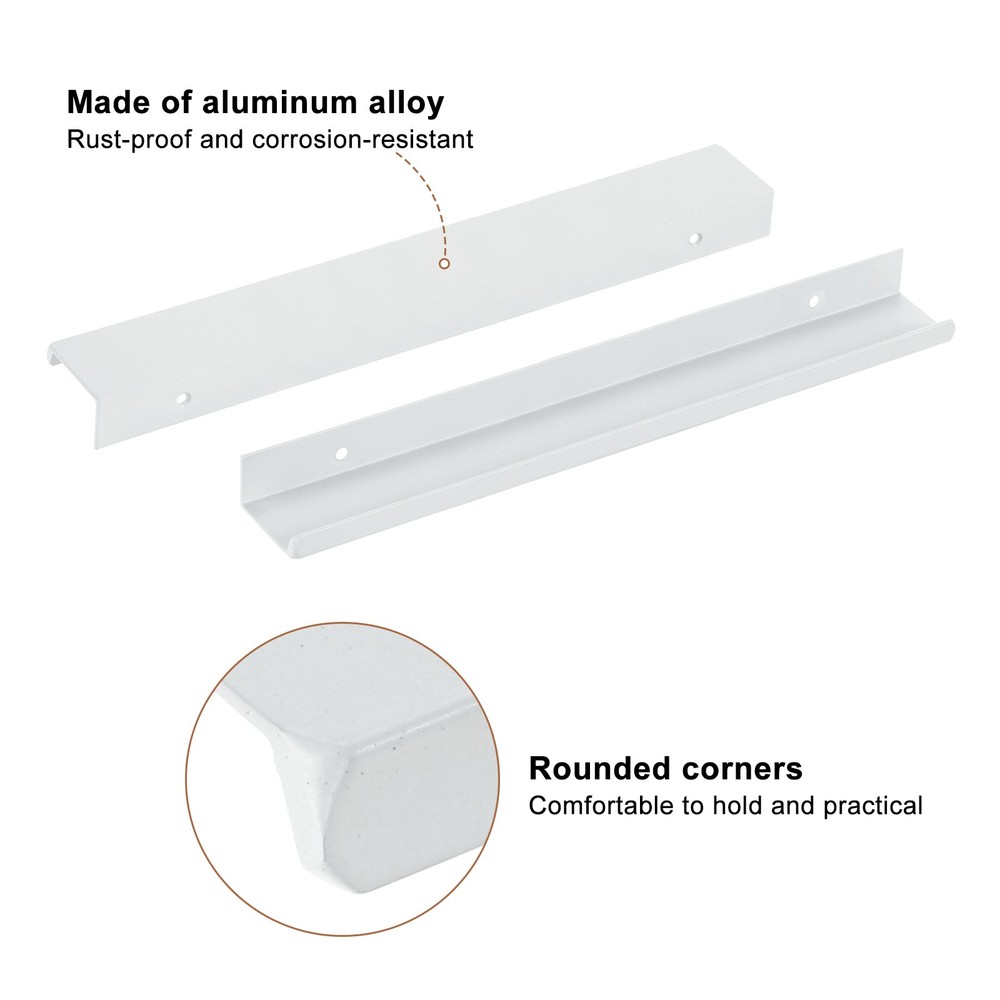 Cabinet Edge Finger Pull, 10pcs 250mm / 9.84" Hidden Cabinet Pulls, White