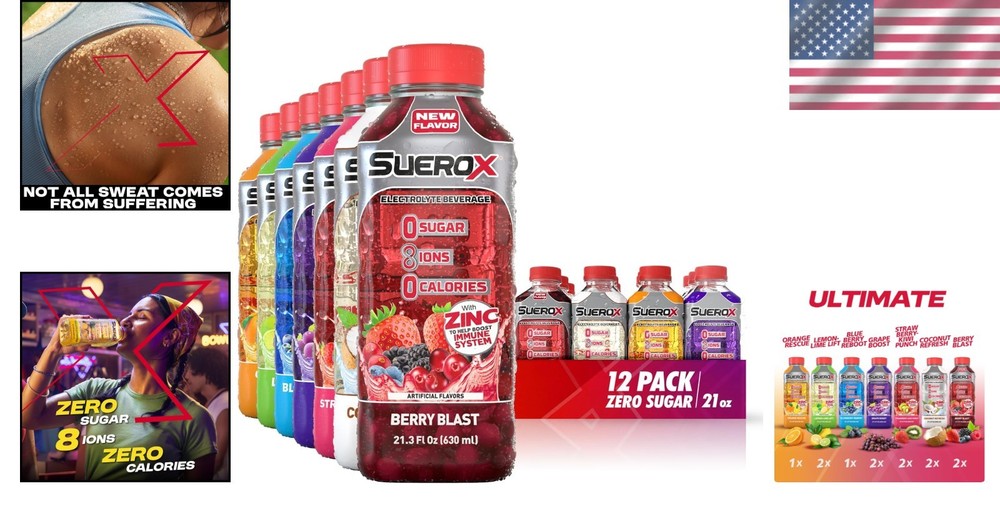 Ultimate 12-Pack Zero Sugar Electrolyte Drink, Hydration & Recovery Solution