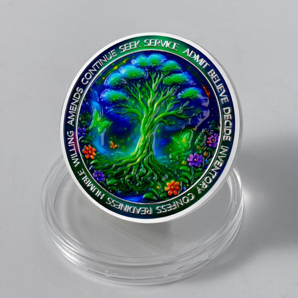 7 Year AA Sobriety Coin Alcoholics Anonymous Medallion - Unity Service Recovery