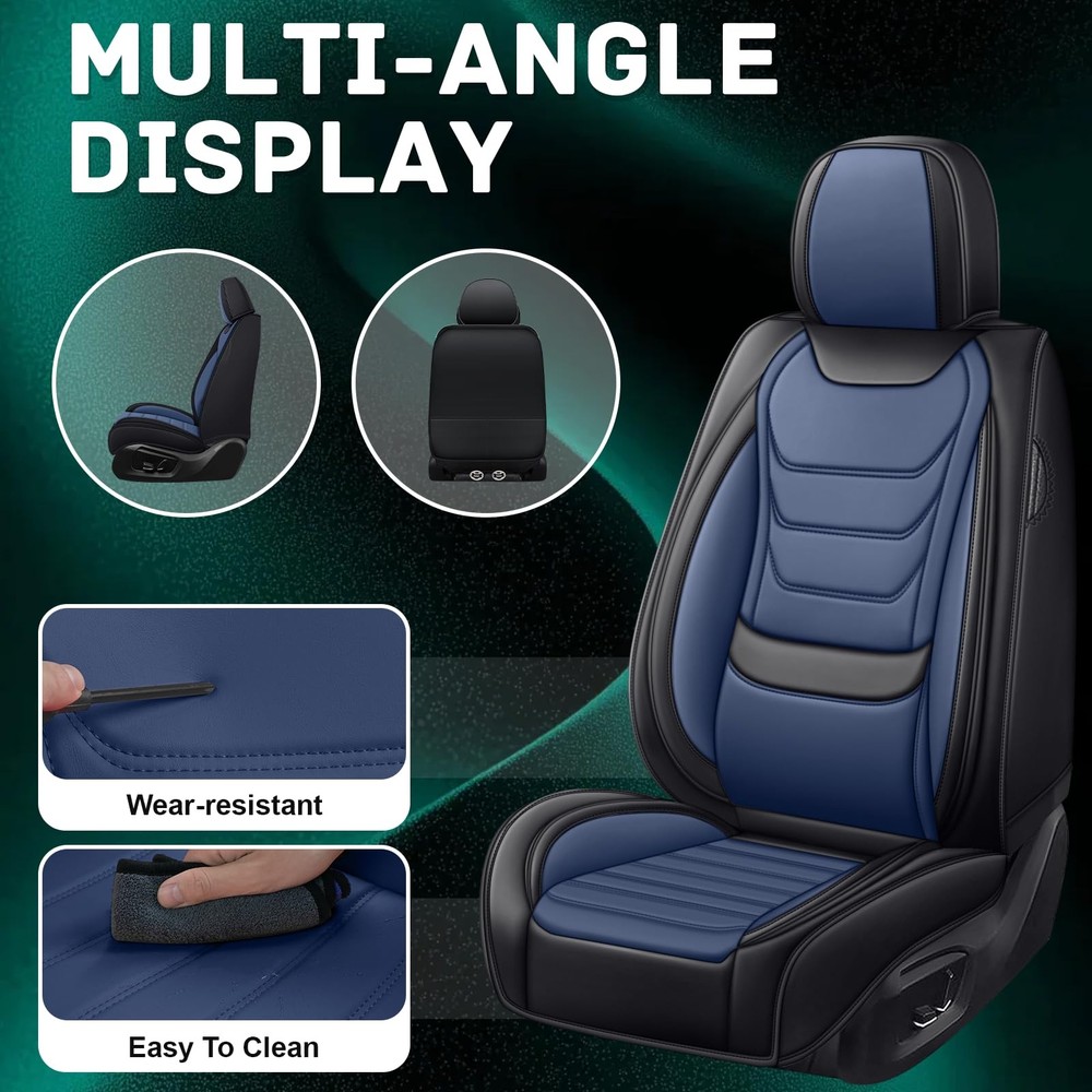 Transit Seat Covers 2015-2026 Full Coverage Waterproof Blue Black Front Set