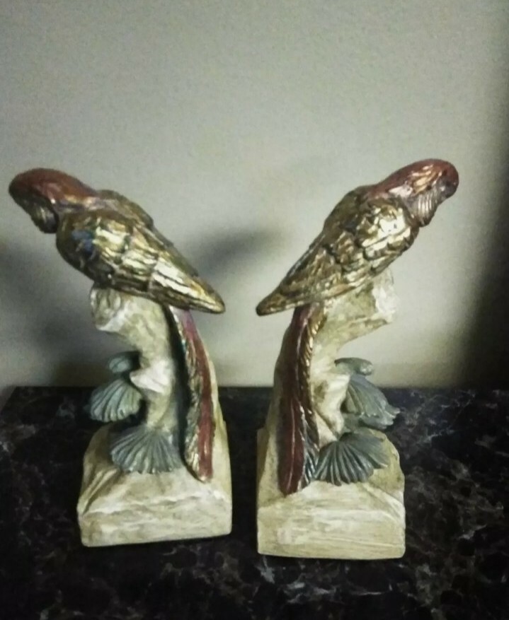 Vintage Parrot Parakeet Pair Bookends