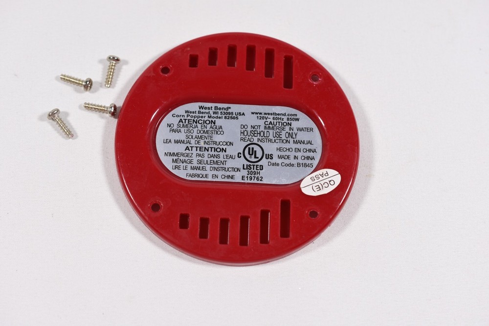 West Bend Stir Crazy Back Plate and Screws 82505