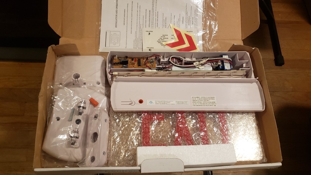 LED Edge Lit Exit Light Sign Battery Backup 3 mounts included - Red