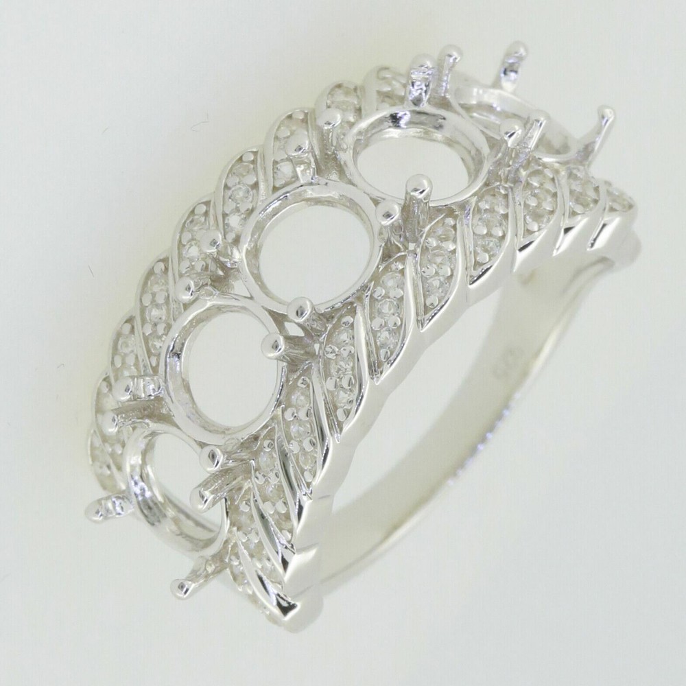 Sterling Silver Semi Mount Ring Setting Round RD 6x6mm 5 Stone