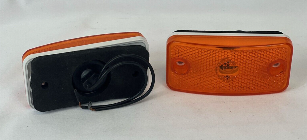 2 PACK Trailer Clearance or Side Marker Light w/ Reflector Rectangle AMBER Lens