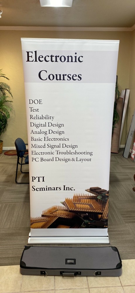 Silver Step 36" Retractable Banner rollup 36" wide With Case Silver Pull Up