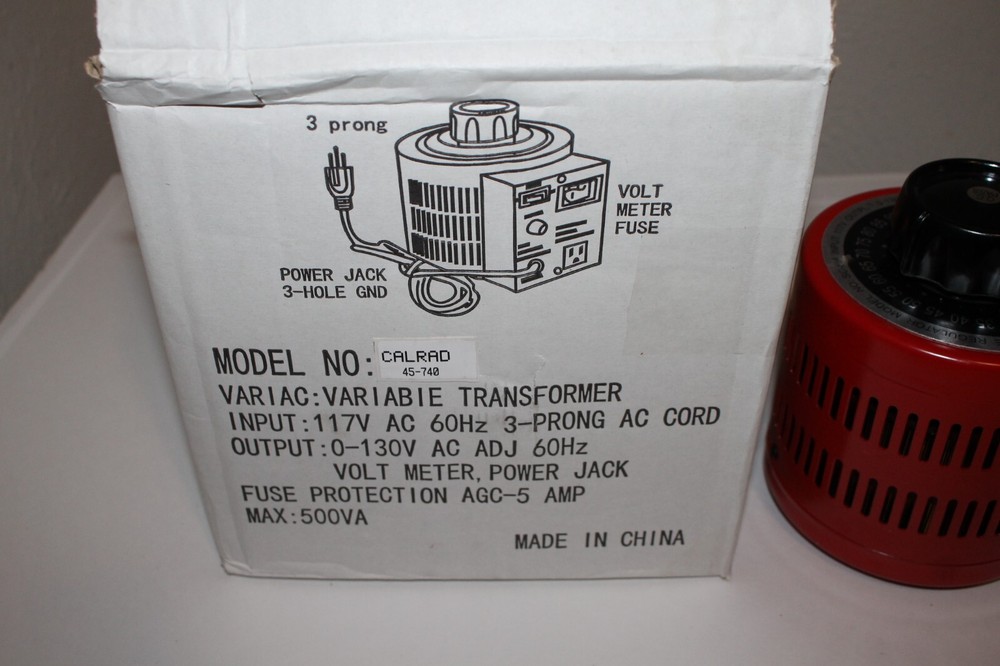 Calrad 45-740 Variable Output Voltage Regulator Transformer NEW!