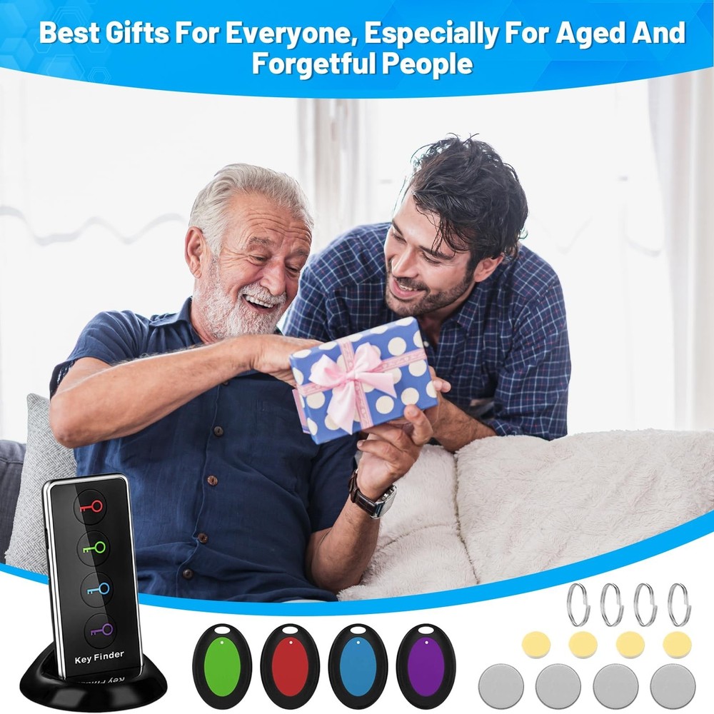 Key Finder Wireless RF Locator with 80dB+ Loud Beep & LED Light, 131ft Range,...
