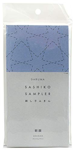 Daruma Sashiko Cloth, Morning Glory, White