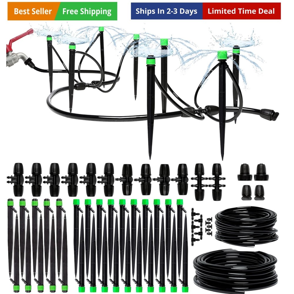 Drip Irrigation System Kit - Complete  Garden Watering System with Adjustable...