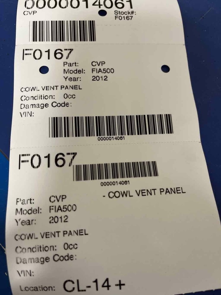 Cowl Vent Panel FIAT 500 12