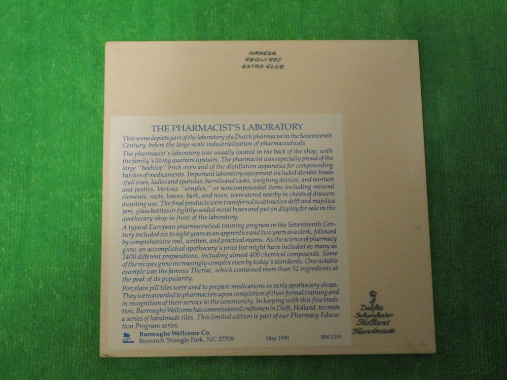 Delft Holland Tile Handmade, The Pharmacist's Laboratory