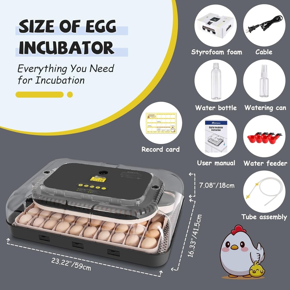 70 Egg Incubator for Hatching Eggs w/Automatic Egg Turning Temperature Control