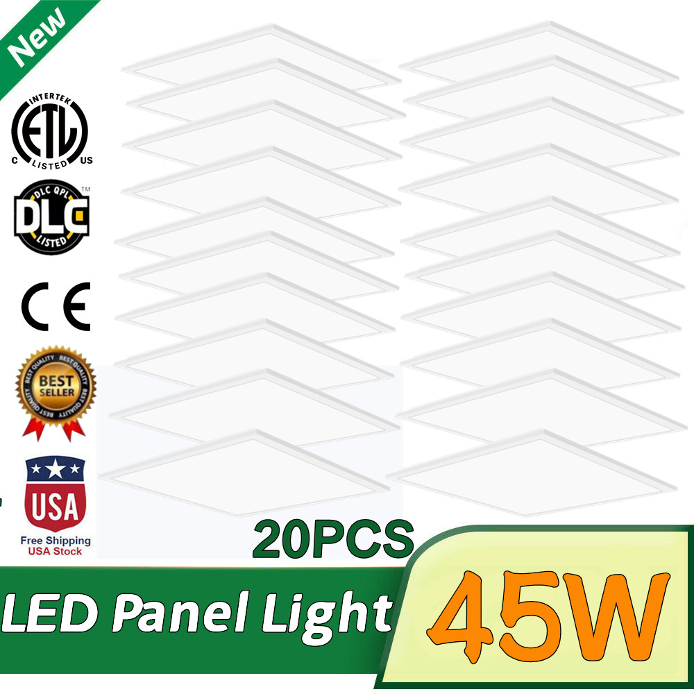 20 Pack 2X2ft Led Flat Panel Light 5400Lm 45W 5000K Dimmable Drop Ceiling