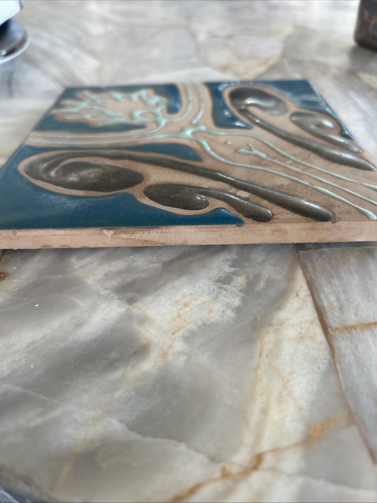 Art Nouveau Ceramic Tile Signed