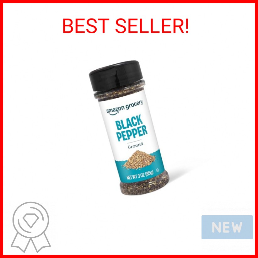 Amazon Grocery, Ground Black Pepper, 3 Oz