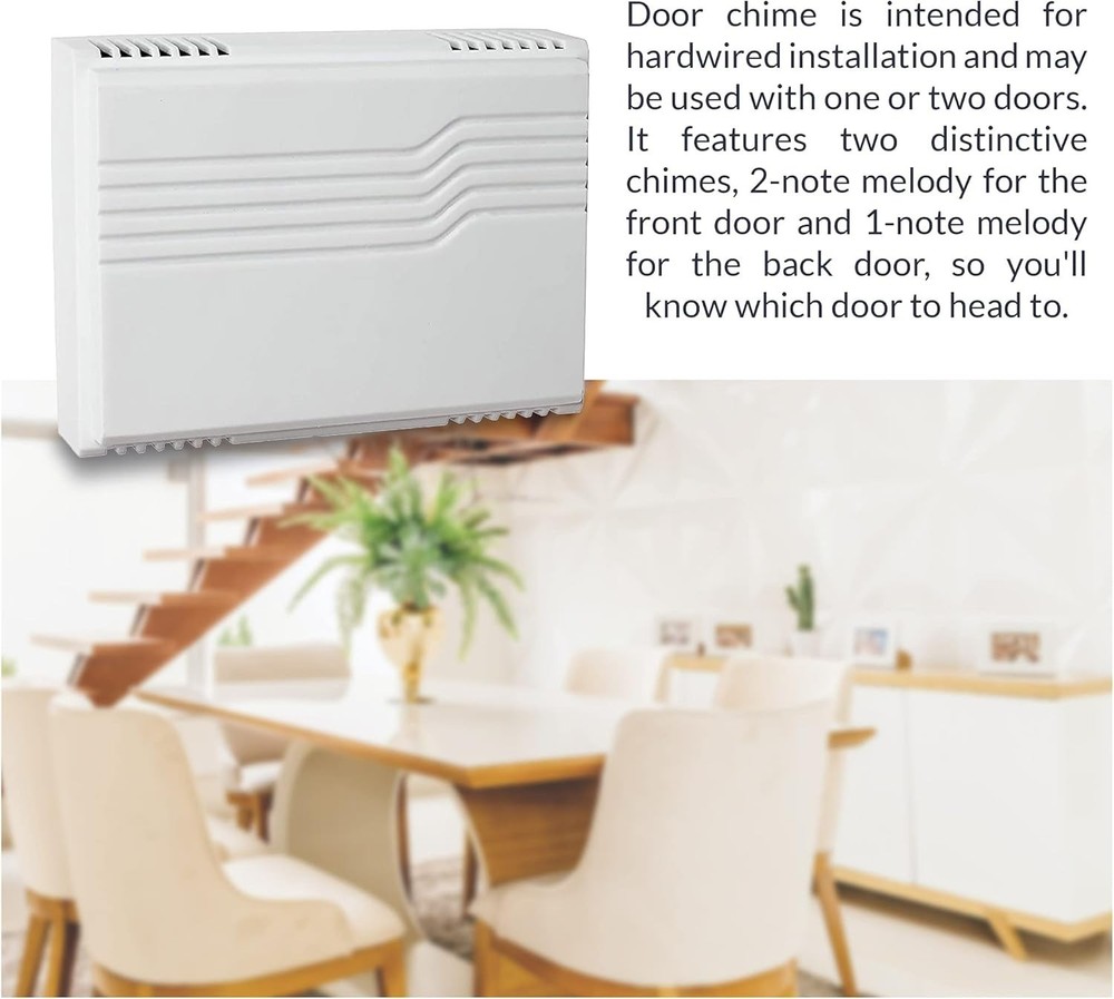 Professional Grade Wired Two-Note Doorbell Chime Kit with Easy Install Button