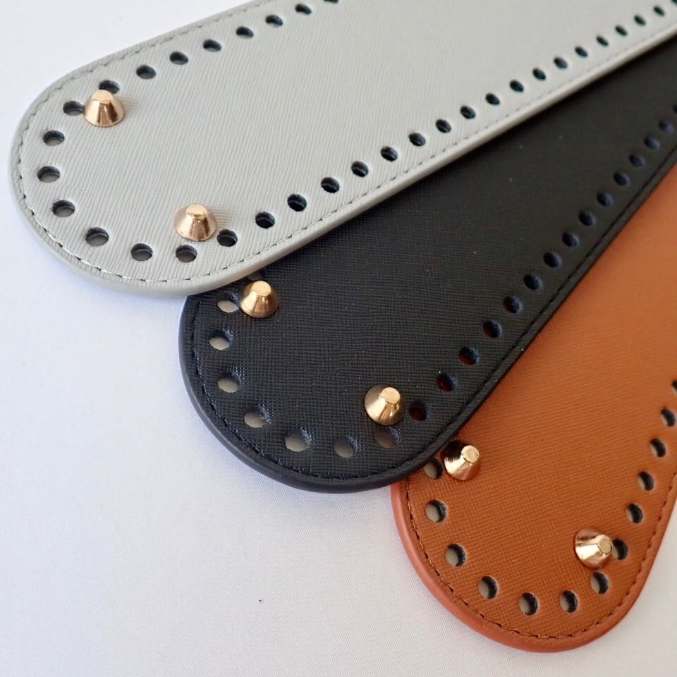 Oval Bag Bottom Board with Rivets Large 27×7cm Camel