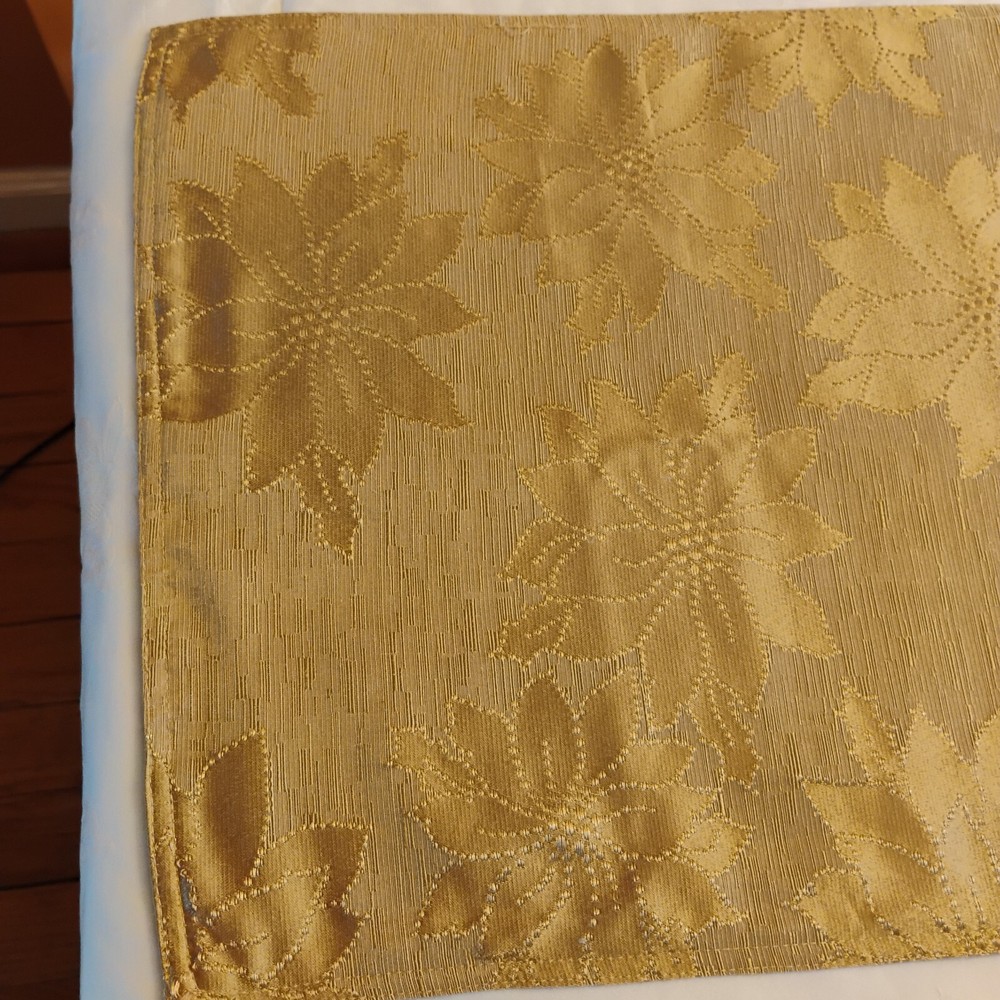 Christmas Gold Poinsettia Runner