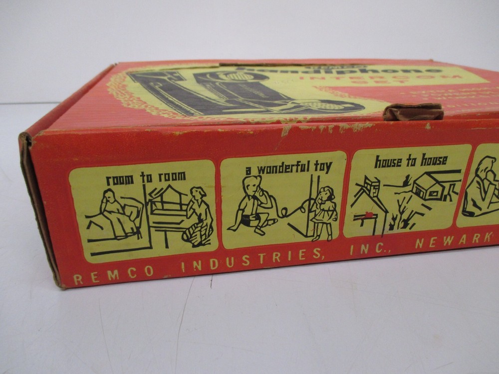 Vtg 1950s Remco Handiphone Intercom Set 2 Phone Handsets & Cords W/ Box As Is