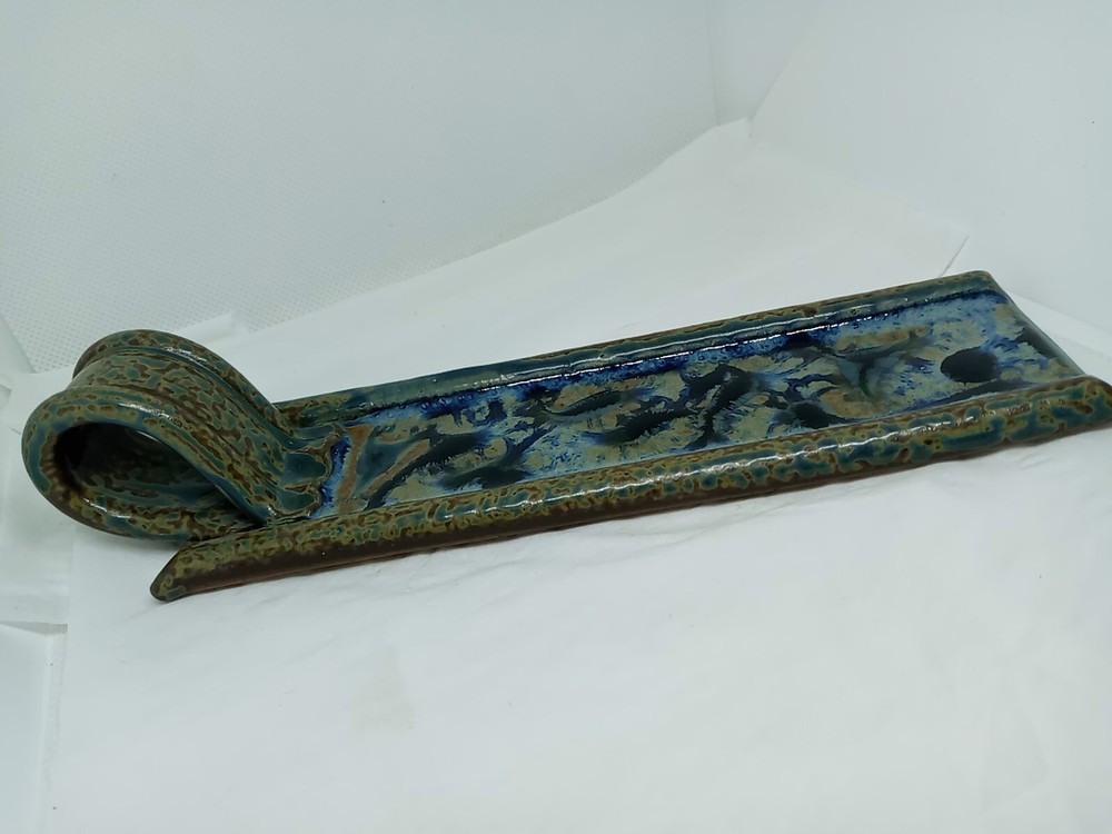 Vtg. Glazed Ceramic Incense Holder . Signed Ray