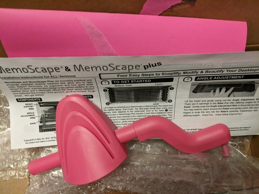 VU RYTE MEMOSCAPE COMPUTER DOCUMENT PAPER HOLDER ORGANIZER HOT PINK ADJUSTABLE