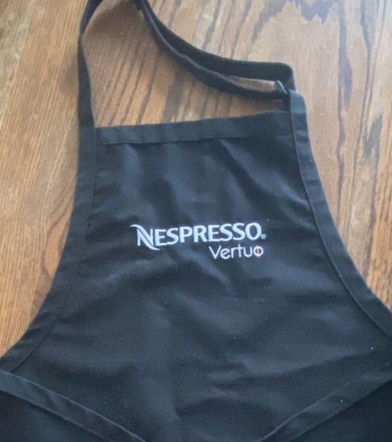 NESPRESSO Vertuo Coffee Advisor Bib APRON - Solid Black - 3 pocket - 24" Long
