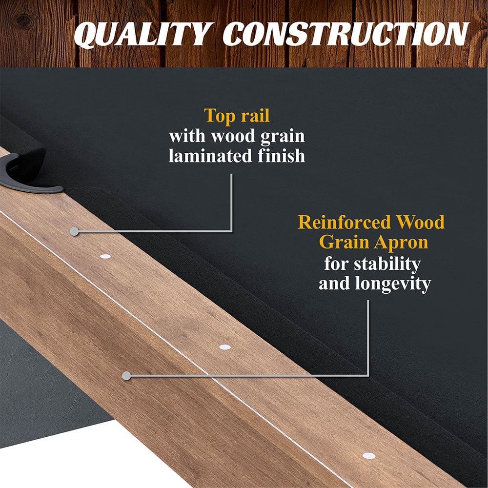 7' Drop Pocket Pool Table - Standard Size Billiard Table - Stylish and Modern