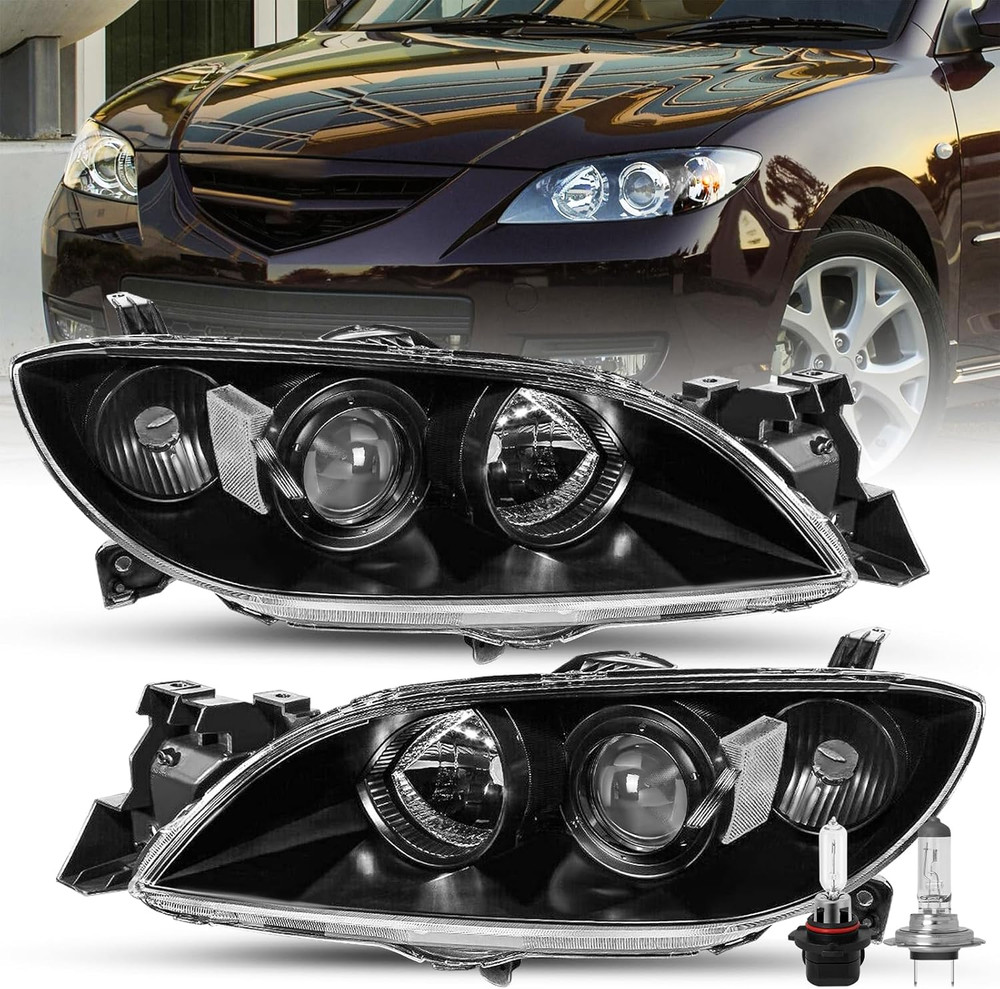 Headlight Assembly Fits 2004-2009 Mazda 3 Sedan 4-Door Halogen Projector Headlam