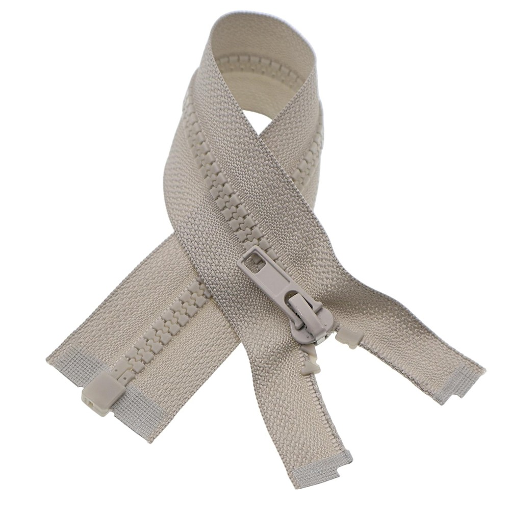 2 PCS 5 Separating Jacket Zippers 30 Inch Gray Plastic For Coats Sewing