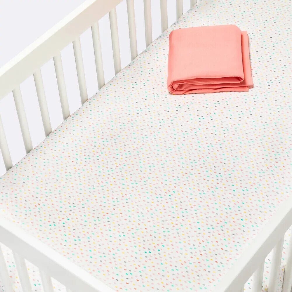 Cloud Island 2-Pack Jersey Crib Fitted Sheets - Fully Elastic - 100% Cotton