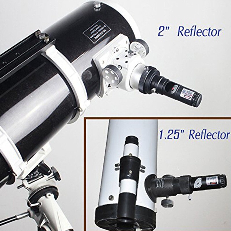 Red laser collimator includes removable 2" adapter for reflector telescope 1.25"
