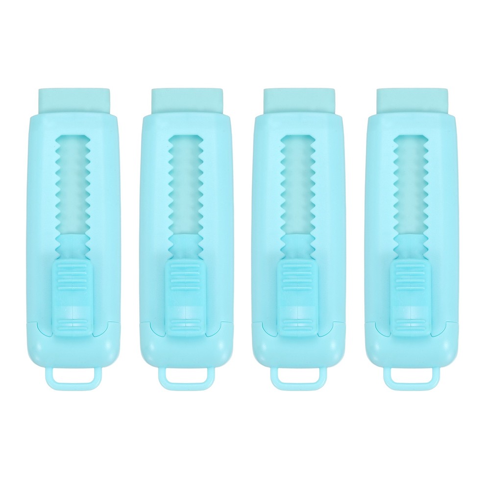 4Pack Erasers, Sliding Retractable Eraser Push Pull Cute Pencil Erasers, Blue