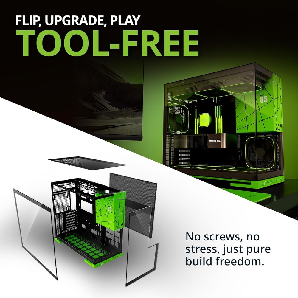 Geometric Future M5 Mid Tower Case Green