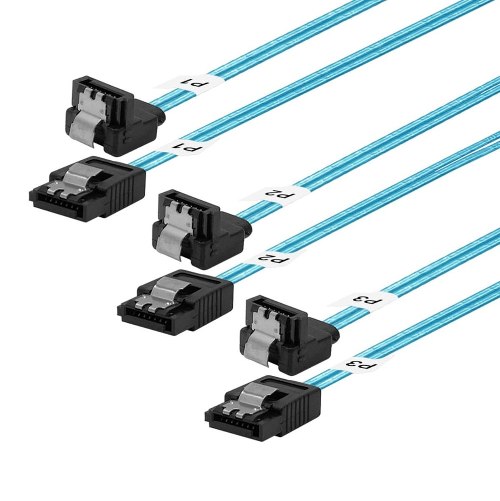 SATA-III Cable:12 Inches,3 Pack Thin 90-Degree SATA Right-Angle Cable 6-Gbps Dat