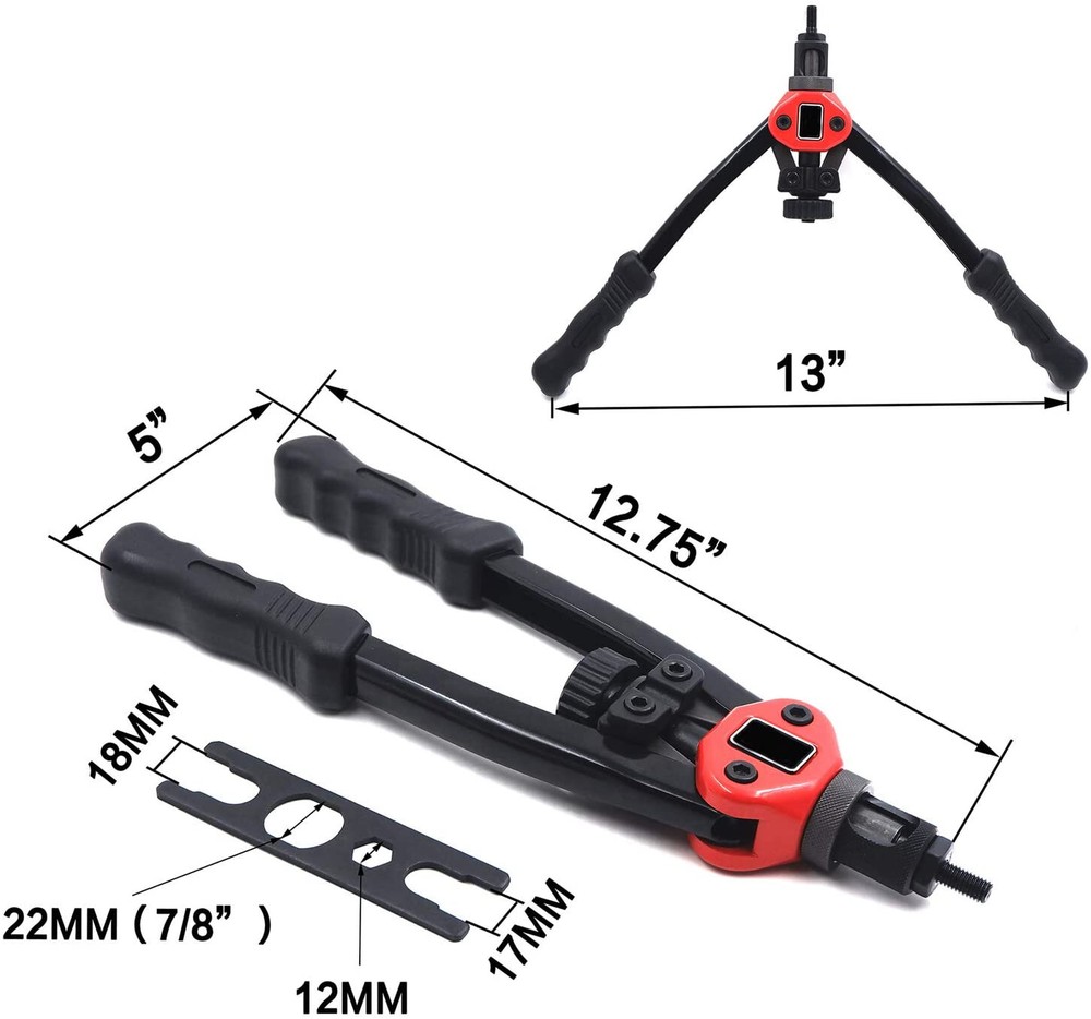 Hand Rivet Gun Threaded Insert Riveter Kit Pneumatic Tool Pop Nut Airplane Car