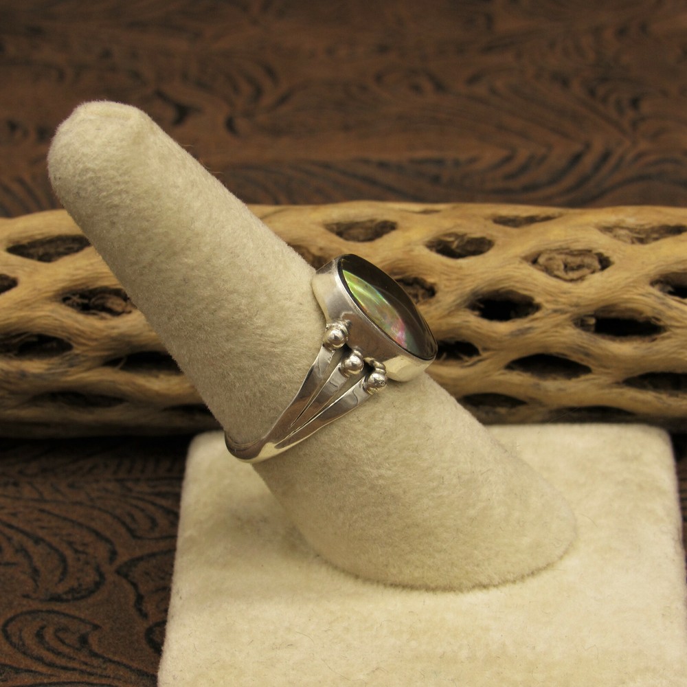 *Sterling Silver and Brown Pearlized Cab Ring Size 7 3/4