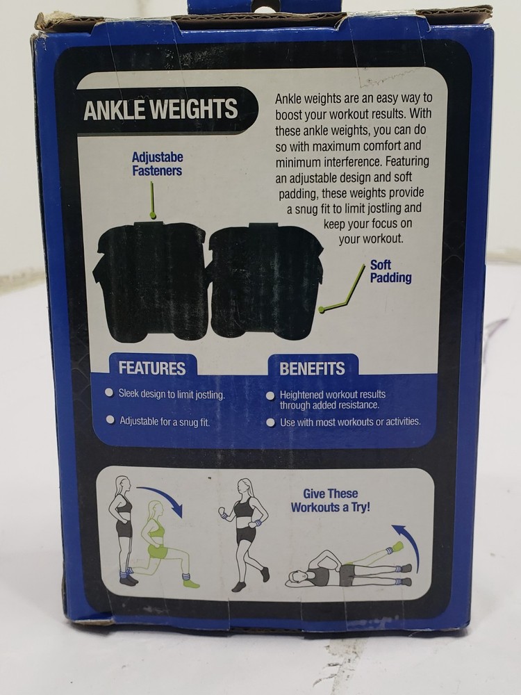 Pro Strength 2 lbs Ankle Weight Set Soft & Durable Secure Closure Adjustable
