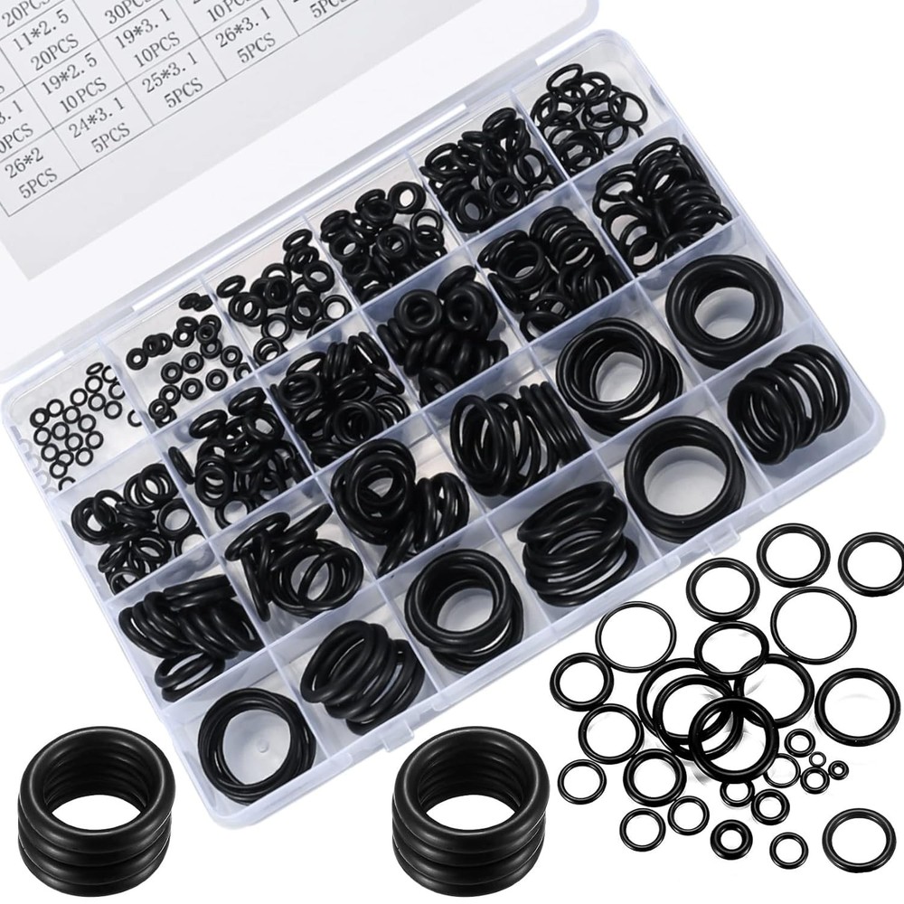 360 Pcs O Ring Assortment Kit,Rubber Washer Orings, Black 24 360 PCS,