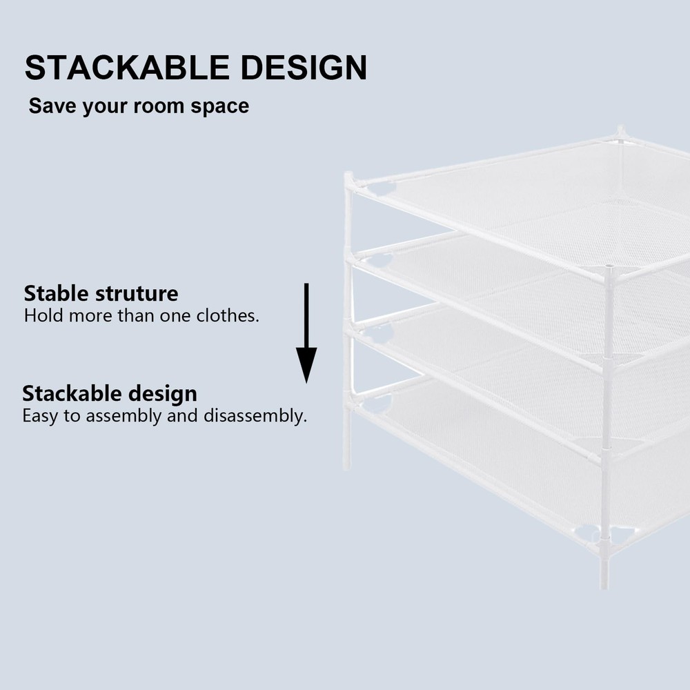 Sweater Drying Rack 4-Layer Clothes Flat Mesh Clothing Stackable Laundry