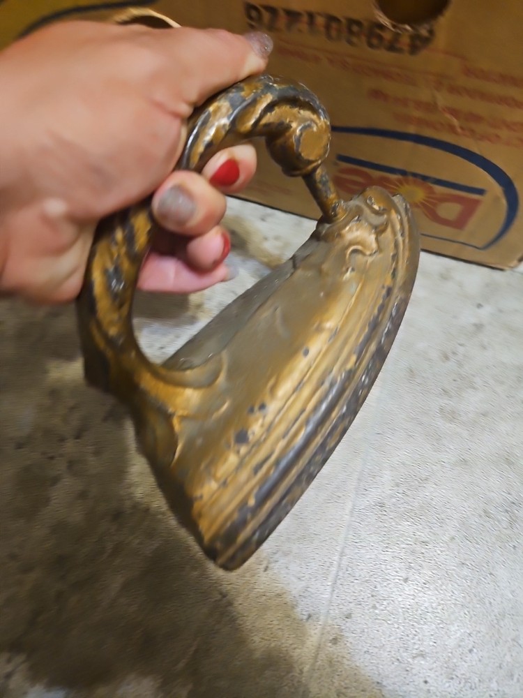 Gold Colored Antique Sad Iron Solid Cast Iron