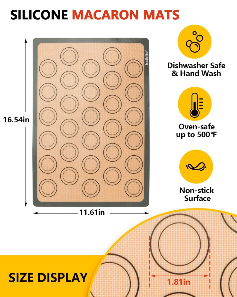 Macaron Silicone Baking Mats, Katbite Macaroons 2 Pack, 2 Pack