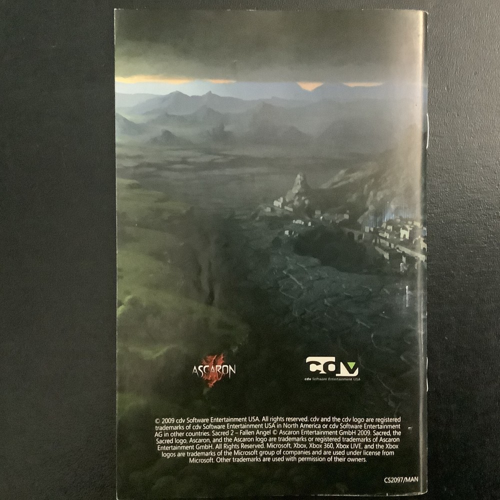 Sacred 2 Fallen Angel Microsoft Xbox 360 Instruction Manual Only